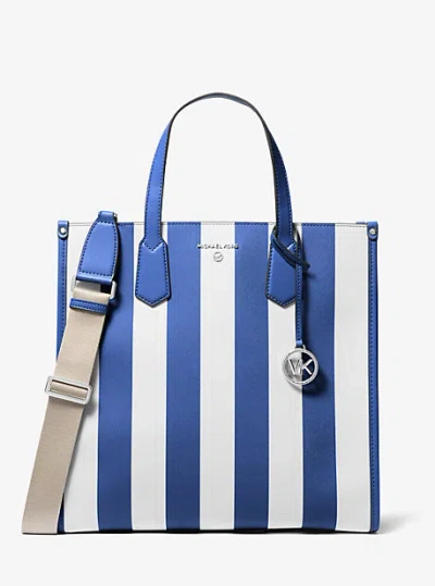 Michael Kors Maple Large Striped Tote Bag In Blue