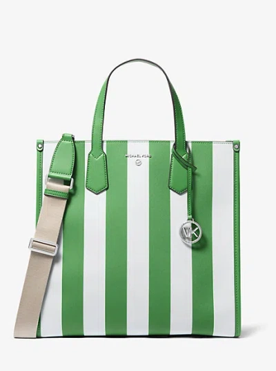 Michael Kors Maple Large Striped Tote Bag In Green