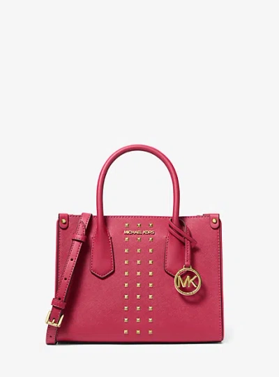 Michael Kors Maple Small Studded Saffiano Leather Satchel In Pink