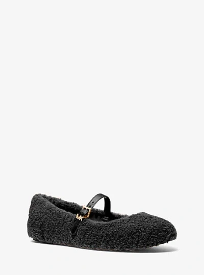Michael Kors Mara Faux Shearling Ballet Flat In Black