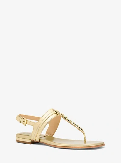 Michael Kors Marcia Embellished Metallic Leather Sandal In Multi