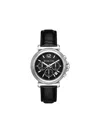 Michael Kors Oversized Maren Silver-tone And Crocodile Embossed Leather Watch In Black