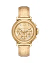 Michael Kors Oversized Maren Gold-tone And Metallic Crocodile Embossed Leather Watch In Gold