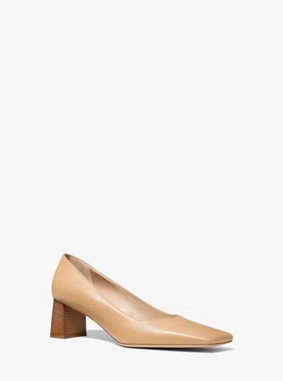 Michael Kors Maria Leather Pump In Natural