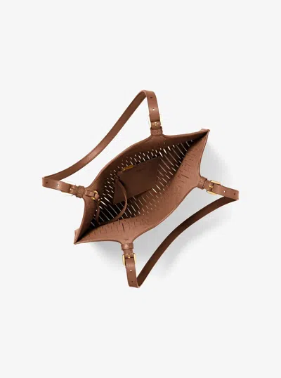 Michael Kors Marianne Perforated Leather Market Bag In Brown