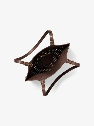 Michael Kors Marianne Perforated Leather Market Bag In Brown