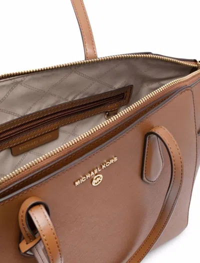 Michael Kors Marilyn Leather Tote In Brown