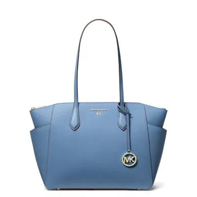Michael Kors Medium Marilyn Leather Tote Bag In Blue
