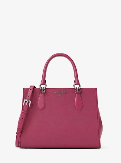 Michael Kors Marilyn Medium Saffiano Leather Satchel In Red