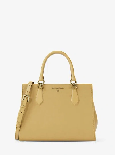 Michael Kors Marilyn Medium Saffiano Leather Satchel In Yellow