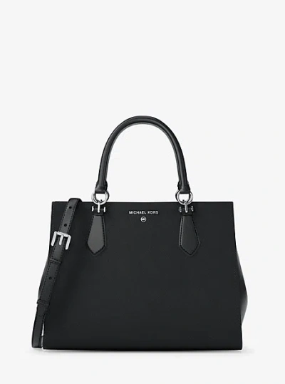 Michael Kors Marilyn Medium Saffiano Leather Satchel In Black