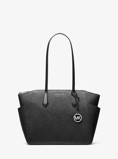 Michael Kors Marilyn Medium Saffiano Leather Tote Bag In Black