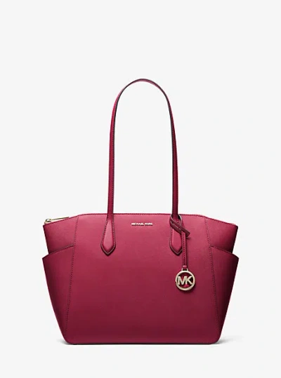 Michael Kors Marilyn Medium Saffiano Leather Tote Bag In Red