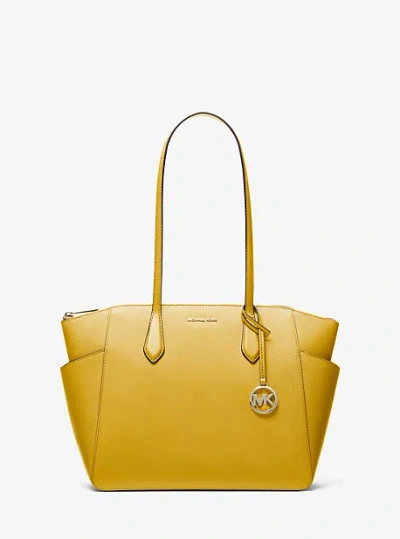 Michael Kors Marilyn Medium Saffiano Leather Tote Bag In Yellow