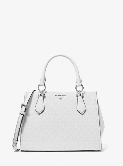Michael Kors Marilyn Medium Signature Logo Satchel In White
