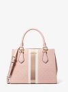 Michael Kors Marilyn Medium Signature Logo Stripe Satchel In Pink