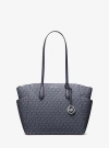 Michael Kors Marilyn Medium Signature Logo Tote Bag In Blue