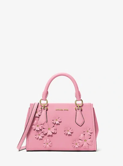 Michael Kors Marilyn Small Floral Embellished Satchel In Pink