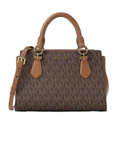 Michael Kors Marilyn Small Signature Logo Messenger Bag In Brown