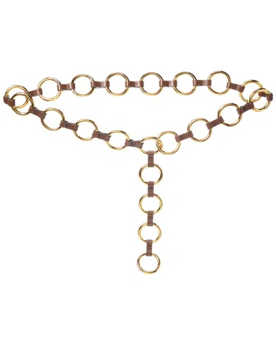 Michael Kors Marisa Metal & Leather Belt In Brown