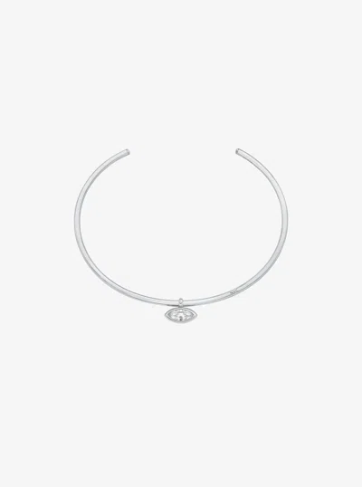 Michael Kors Marquise Cut Cubic Zirconia Collar Necklace In Silver