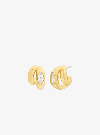 Michael Kors Marquise Cut Cubic Zirconia Double Hoop Earrings In Gold