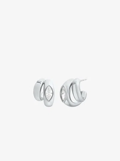 Michael Kors Marquise Cut Cubic Zirconia Double Hoop Earrings In Metallic