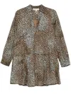 Michael Kors Abito Corto Chemisier In Cotone Animalier