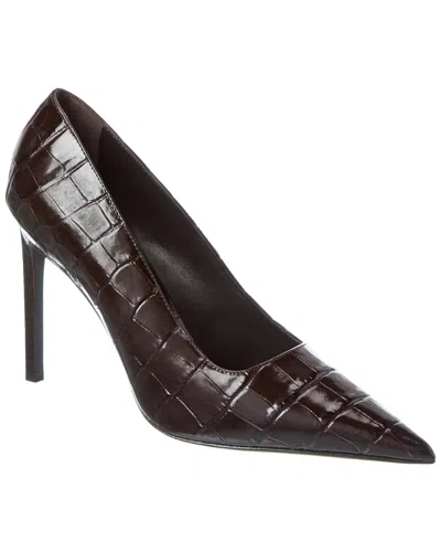Michael Kors Martine Runway Croc-embossed Leather Pump In Brown