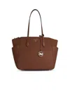 Michael Kors Marylin Brown Leather Shopping Bag In Brown