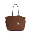 Michael Kors Marylin Brown Leather Shopping Bag In Brown