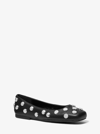 Michael Kors Matilda Studded Leather Ballet Flat In Black