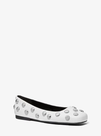 Michael Kors Matilda Studded Leather Ballet Flat In White