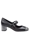 Michael Kors Matilda Toe Cap Mid Pump In Leather With Applied Studs In Black