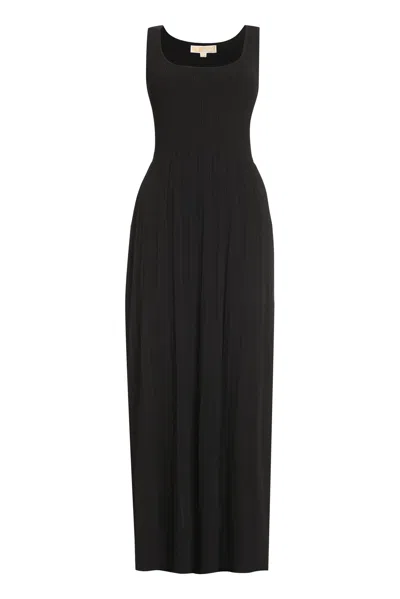 Michael Kors Maxi Dress In Ribbed Stretch Knit In Black