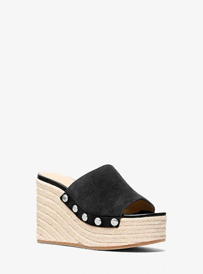Michael Kors Mayes Suede Wedge Sandal In Black