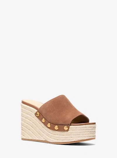 Michael Kors Mayes Suede Wedge Sandal In Brown