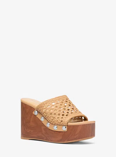 Michael Kors Mayes Woven Wedge Sandal In Brown