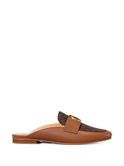Michael Kors Mckenzie Logo-plaque Leather Mules In Brown
