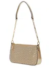 MICHAEL KORS BEIGE SHOULDER BAG WITH ALL-OVER RHINESTONE IN SUEDE WOMAN