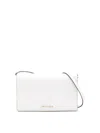 Michael Kors Michael  Medium Front Flap Leather Crossbody Bag In White