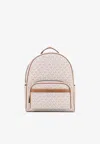 Michael Kors Bex Coated Canvas Backpack With Frontal Logo Patch In White
