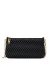 Michael Kors Medium Braided Leather Pouch With Chain And Empire Logo In Nero