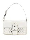 Michael Kors Colby Medium Grommeted Leather Shoulder Bag In 白色