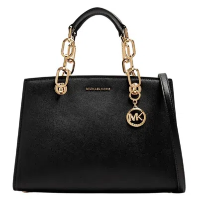 Michael Kors Medium Cynthia Leather Satchel In Black