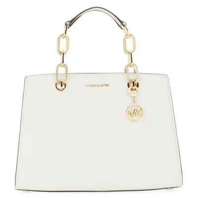 Michael Kors Medium Cynthia Leather Satchel In White