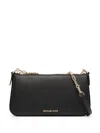 Michael Kors Empire Medium Leather Chain-link Pochette In Black
