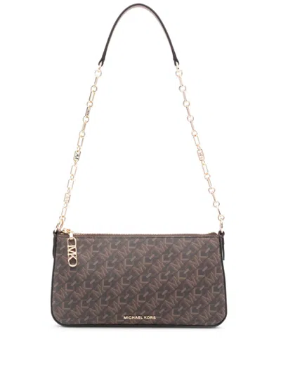Michael Kors Medium Empire Logo-lettering Shoulder Bag In Brown