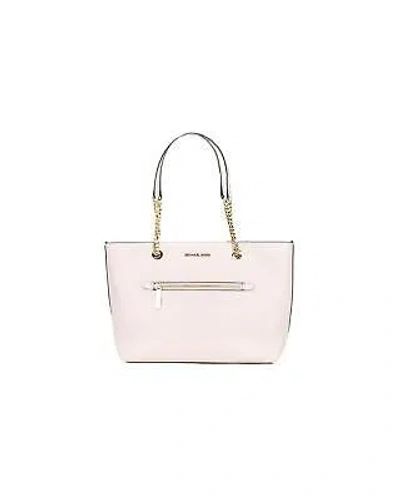 Pre-owned Michael Kors Medium Front Zip Chain Tote Bag In Powder Blush Leather - Tote