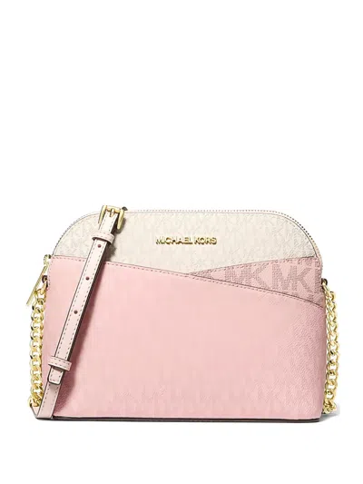 Michael Kors Medium Jet Set Travel Color-block Crossbody Bag In Pink